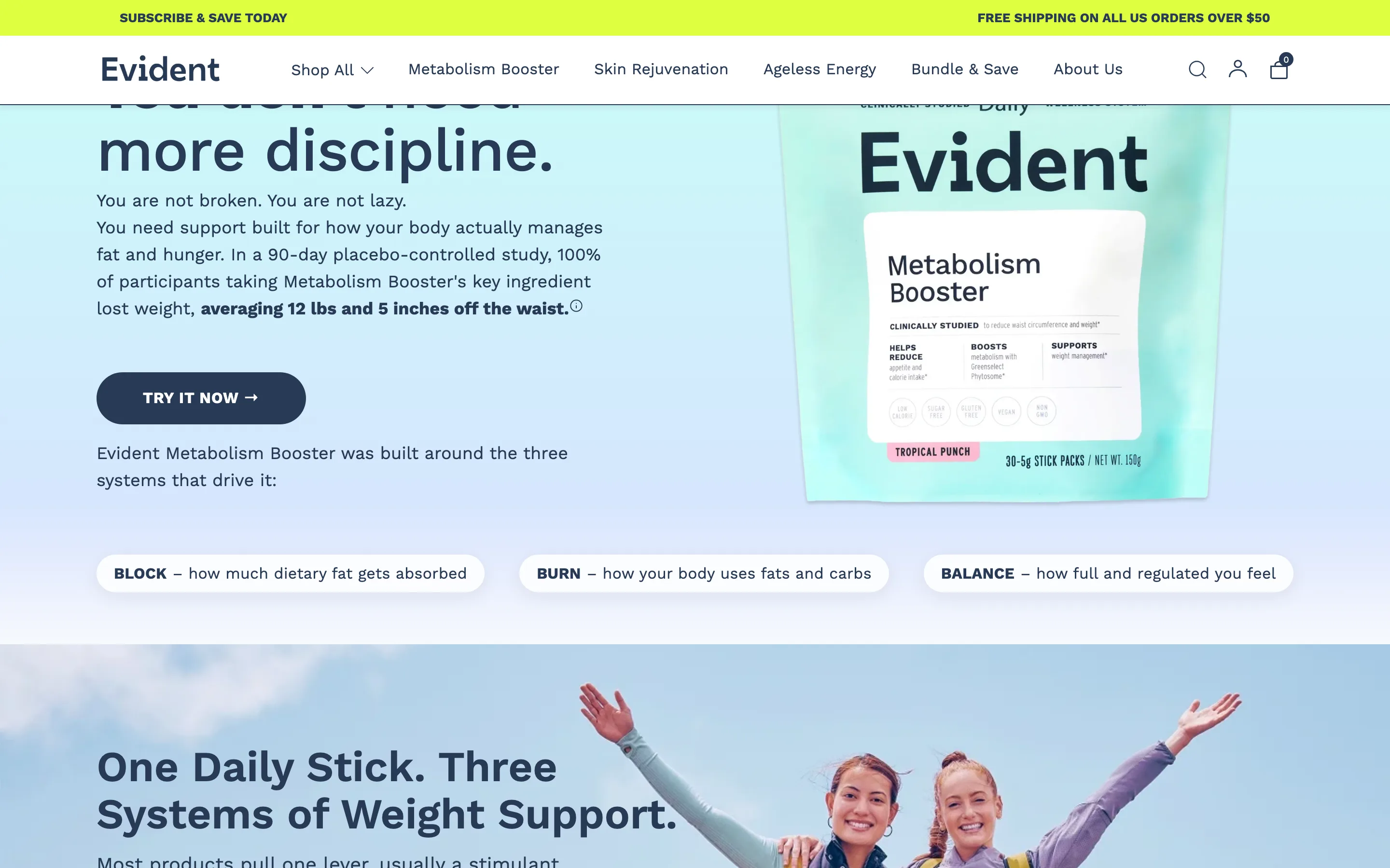 A hero callout stating a specific result from a placebo-controlled study in plain numbers, with a footnote to the source
